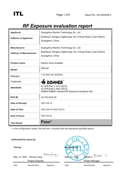 RF Exposure Evaluation Report