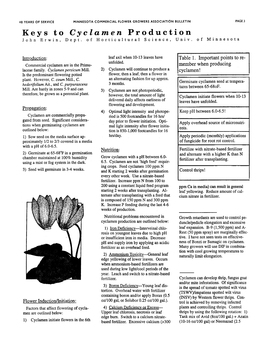 Keys to Cyclamen Production