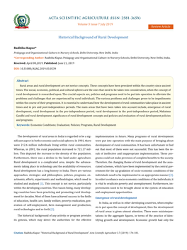 Historical Background of Rural Development