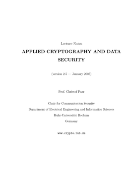 Applied Cryptography and Data Security