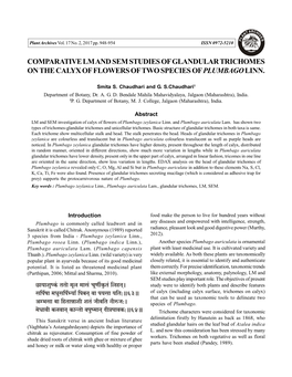 Comparative Lm and Sem Studies of Glandular Trichomes on the Calyx of Flowers of Two Species of Plumbago Linn