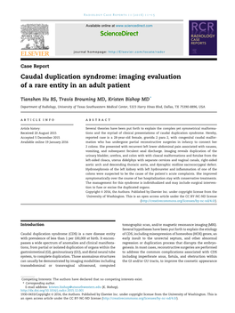 Caudal Duplication Syndrome: Imaging Evaluation of a Rare Entity in an Adult Patient