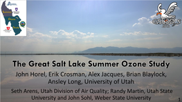 The Great Salt Lake Summer Ozone Study