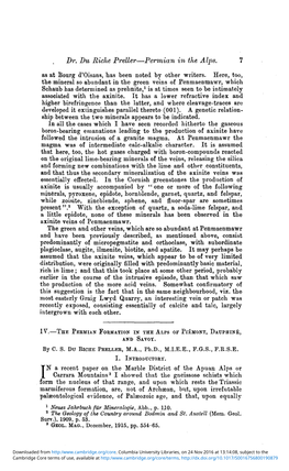 The Permian Formation in the Alps of Piémont, Dauphiné, and Savoy