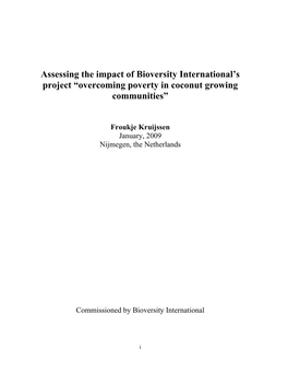 Assessing the Impact of Bioversity International's Project “Overcoming Poverty in Coconut Growing Communities”