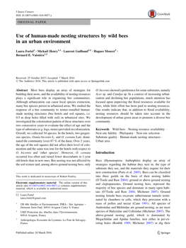 Use of Human-Made Nesting Structures by Wild Bees in an Urban Environment