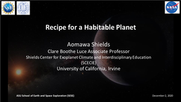 Recipe for a Habitable Planet