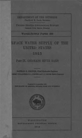 Hface Water Supply of the United States 1915 Part Ix