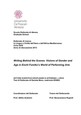 Writing Behind the Scenes: Visions of Gender and Age in Enchi Fumiko's World of Performing Arts