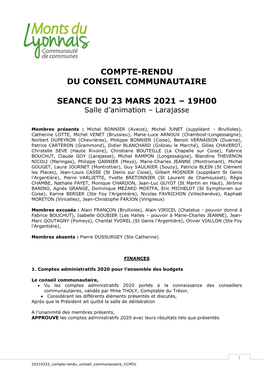 Conseil Communautaire