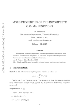 More Properties of the Incomplete Gamma Functions