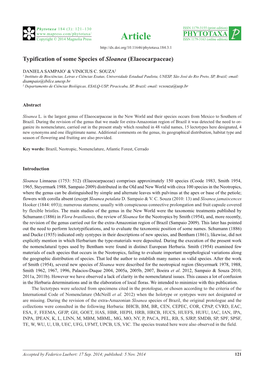 Typification of Some Species of Sloanea (Elaeocarpaceae)