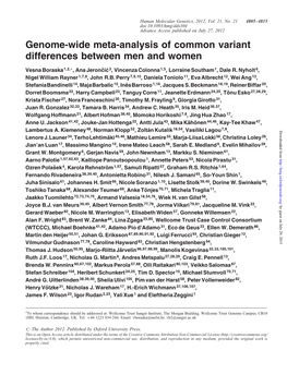 Genome-Wide Meta-Analysis of Common Variant Differences Between Men and Women