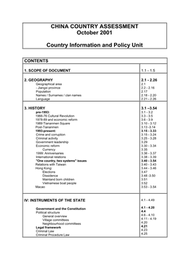 China Assessment October 2001