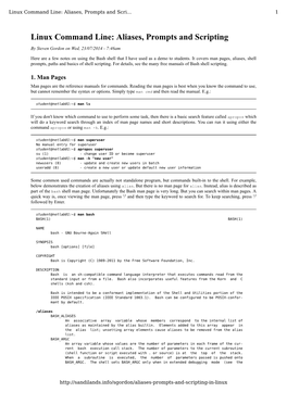 Linux Command Line: Aliases, Prompts and Scripting