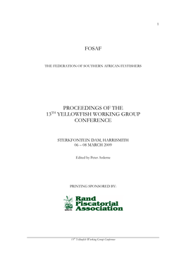 Fosaf Proceedings of the 13Th Yellowfish Working