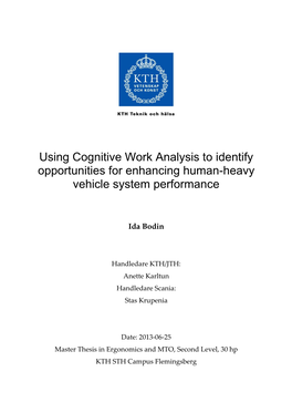 Using Cognitive Work Analysis to Identify Opportunities for Enhancing Human-Heavy Vehicle System Performance