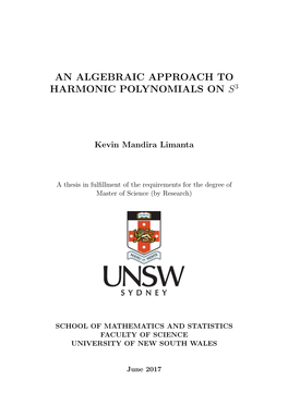 An Algebraic Approach to Harmonic Polynomials on S3