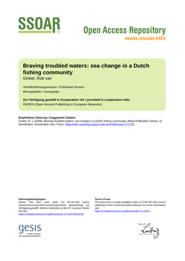 Braving Troubled Waters: Sea Change in a Dutch Fishing Community Ginkel, Rob Van