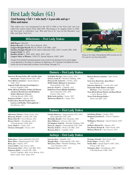 First Lady Stakes History Year Winner/Age/Owner Jockey/Wgt./Trainer 2Nd/Age/Jockey/Wgt