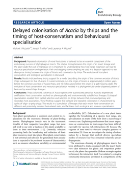 Delayed Colonisation of Acacia by Thrips and the Timing of Host