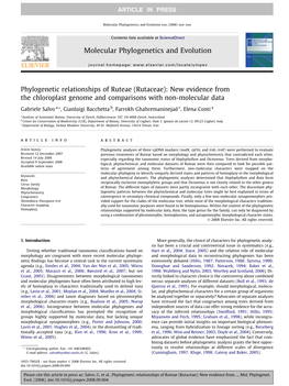 Phylogenetic Relationships of Ruteae (Rutaceae): New Evidence from the Chloroplast Genome and Comparisons with Non-Molecular Data