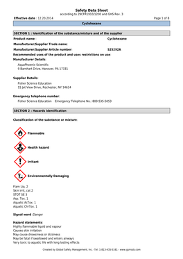 Safety Data Sheet According to 29CFR1910/1200 and GHS Rev