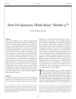 How Do Sponsors Think About “Month 13”?