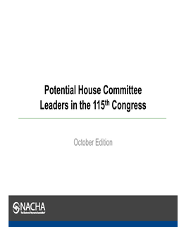 Potential House Committee Leaders in the 115Th Congress