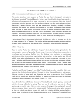 4.3-1 4.3 HYDROLOGY and WATER QUALITY This Section Describes Water Resources at Pacific Gas and Electric Company's Hydroelect