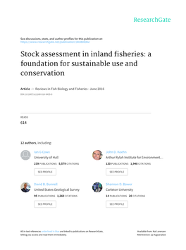 Stock Assessment in Inland Fisheries: a Foundation for Sustainable Use and Conservation