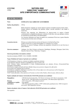 DREAL CENTRE Tél : 02 38 49 91 91 – Télécopie : 02 38 49 91 00 - Site Internet: Www1.Centre.Ecologie.Gouv.Fr