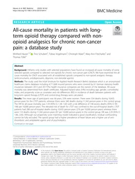 All-Cause Mortality in Patients with Long-Term Opioid Therapy Compared with Non-Opioid Analgesics for Chronic Non-Cancer Pain: A