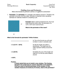 Area and Perimeter What Is the Formula for Perimeter and How Is It Applied in Construction?