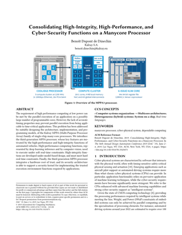 Consolidating High-Integrity, High-Performance, and Cyber-Security Functions on a Manycore Processor