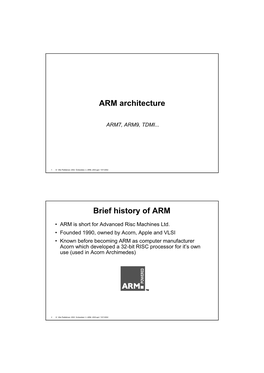 ARM Architecture Brief History Of