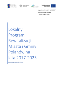Lokalny Program Rewitalizacji Miasta I Gminy Polanów Na Lata 2017-2023