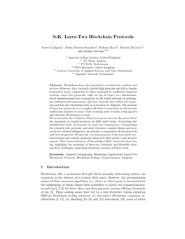 Sok: Layer-Two Blockchain Protocols