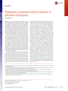 Phylogenetic Uncertainty and Fossil Calibration of Asteraceae Chronograms LETTER Jose L