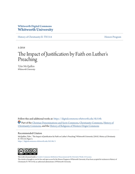 The Impact of Justification by Faith on Luther's Preaching