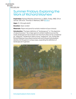 Summer Fridays: Exploring the Work of Richard Mayhew