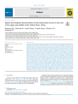 Spatial and Temporal Characteristics of Soil Conservation Service in the Area of the Upper and Middle of the Yellow River, China