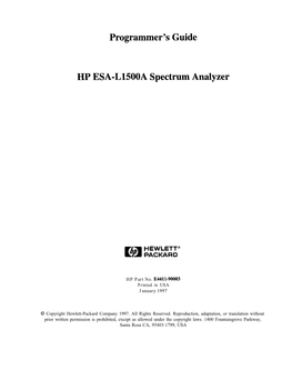 HP ESA-L1500A Spectrum Analyzer Programmer's Guide