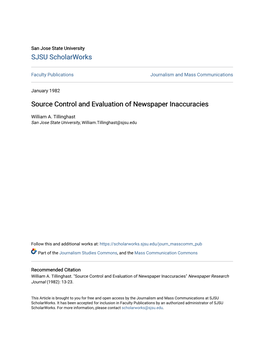 Source Control and Evaluation of Newspaper Inaccuracies