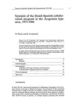 Synopsis of the Dutch-Spanish Collabo- Ration Program in the Aragonian Type Area, 1975-1986
