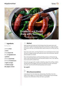 Grünkohl Mit Pinkel (Kale with Sausage)