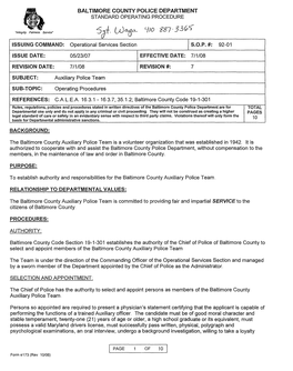 Auxiliary Unit Standard Operating Procedure