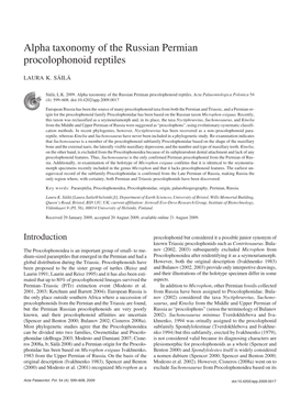 Alpha Taxonomy of the Russian Permian Procolophonoid Reptiles