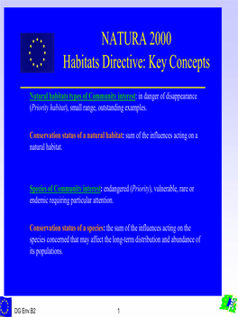 NATURA 2000 Habitats Directive: Key Concepts