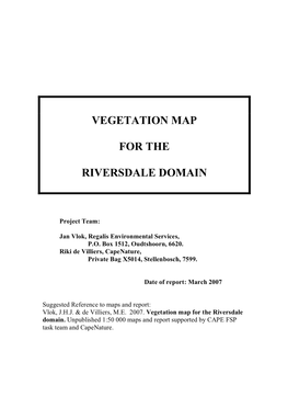 Vegetation Map for the Riversdale Domain